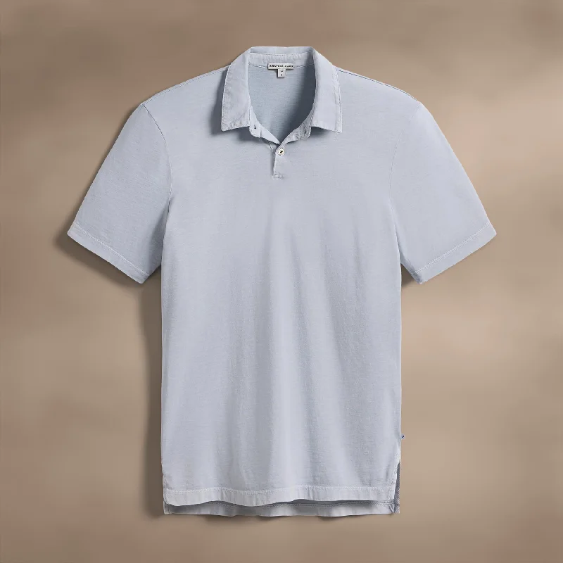 Stock Clearance Sueded Jersey Polo - Grey Glacier Pigment