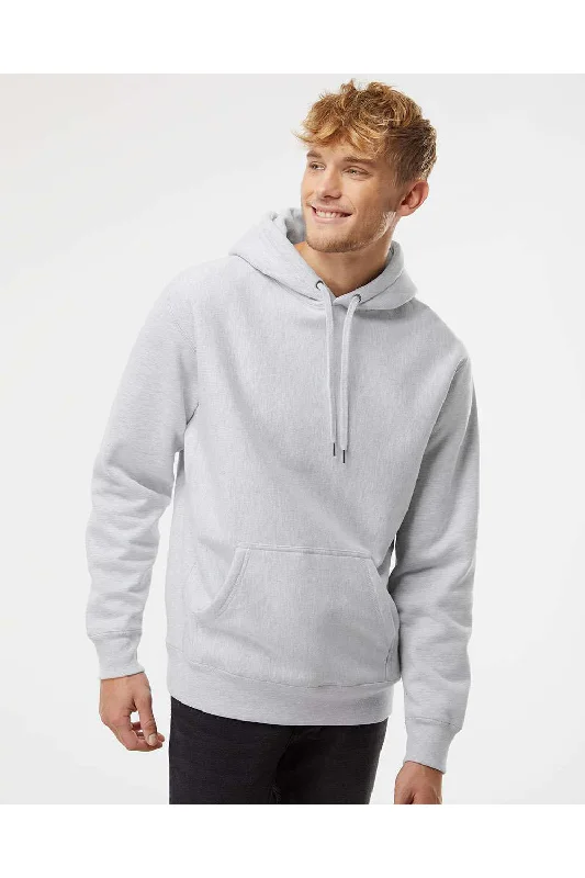 Independent Trading Co. Mens Legend Hooded Sweatshirt Hoodie w/ Pouch Pocket - Heather Grey