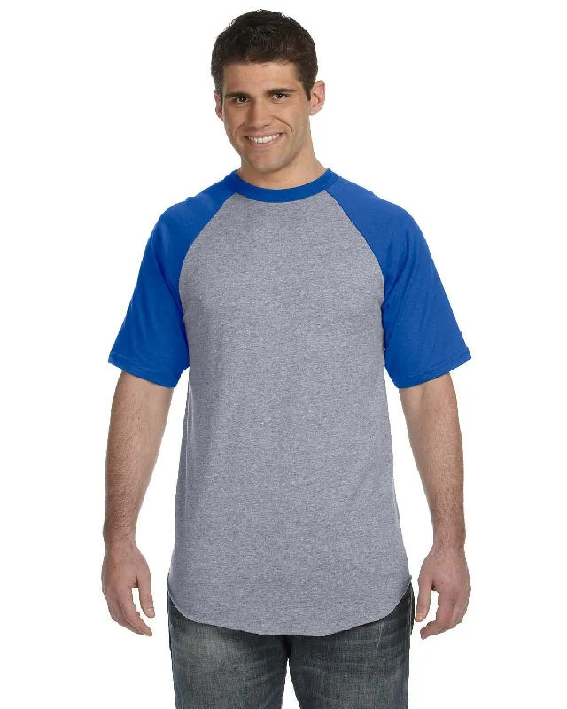 Augusta 50/50 Short Sleeve Raglan T-Shirt | Ath Hthr/ Royal