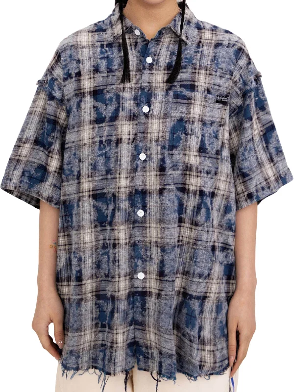 The Best Deal Thesupermade Tie-dye Plaid Hip-hop Short-sleeved Shirt