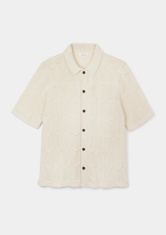 Weekend Discounts to Enjoy Cream Chevron Knit Polo