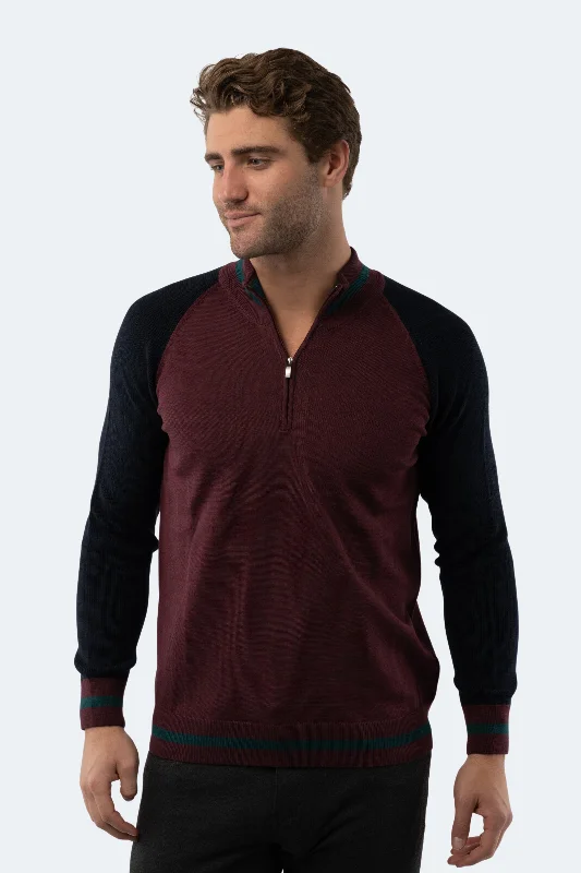 Half Price Melange Burgundy Quarter Zip