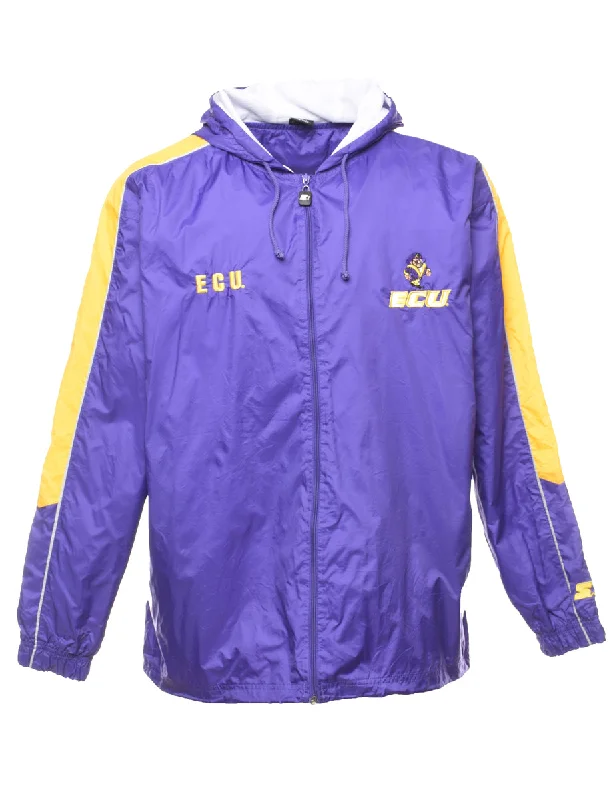 Weekend Bargains Just for You Purple & Yellow Embroidered Zip-Front Nylon Jacket - L