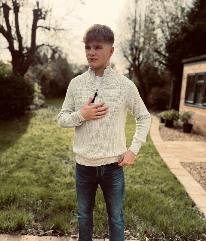 Weekend Deals to Make You Smile Grey Mens 1/4 Zip Cotton Jumper