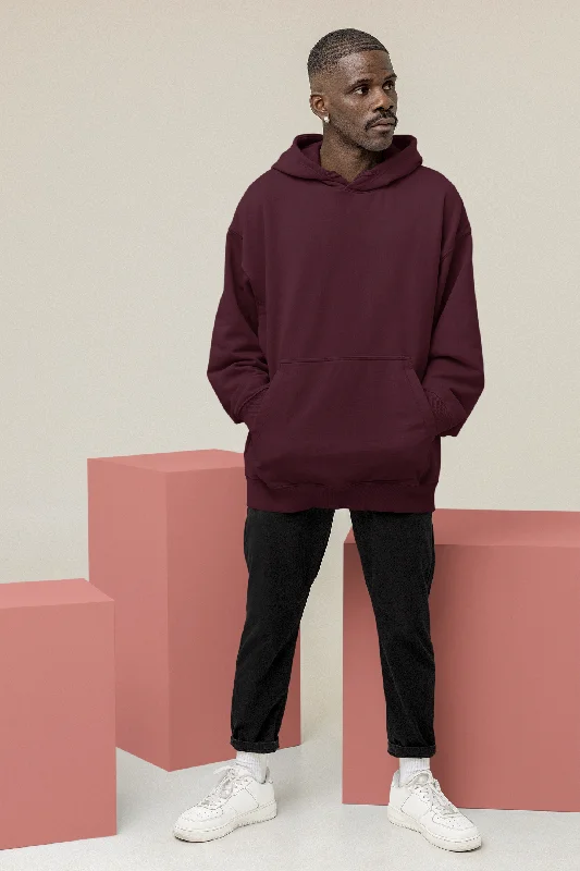 Act Fast Basic Maroon Winter Hoodies
