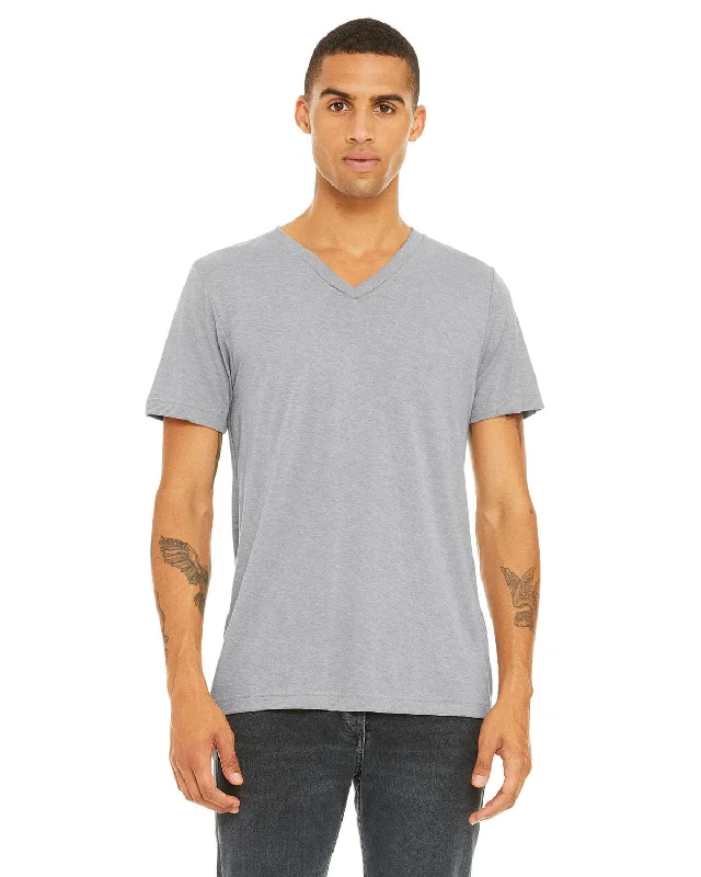 Bella+Canvas Unisex Triblend Short Sleeve V-Neck T-Shirt | Ath Grey Trbln