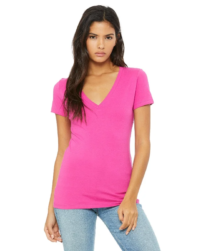Low Price Bella+Canvas Ladies Deep V-Neck T-Shirt | Berry
