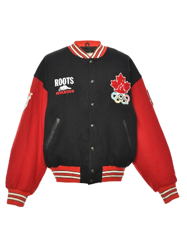Great Bargain Red & Black Canada Design Varsity Jacket - L