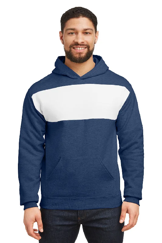 Weekend Deals That Impress Jerzees Mens NuBlend Fleece Pill Resistant Billboard Hooded Sweatshirt Hoodie w/ Pouch Pocket - Heather Indigo Blue/White - Closeout Weekend Deals That Impress Jerzees Mens NuBlend Fleece Pill Resistant Billboard Hooded Sweatshirt Hoodie w/ Pouch Pocket - Heather Indigo Blue/White - Closeout