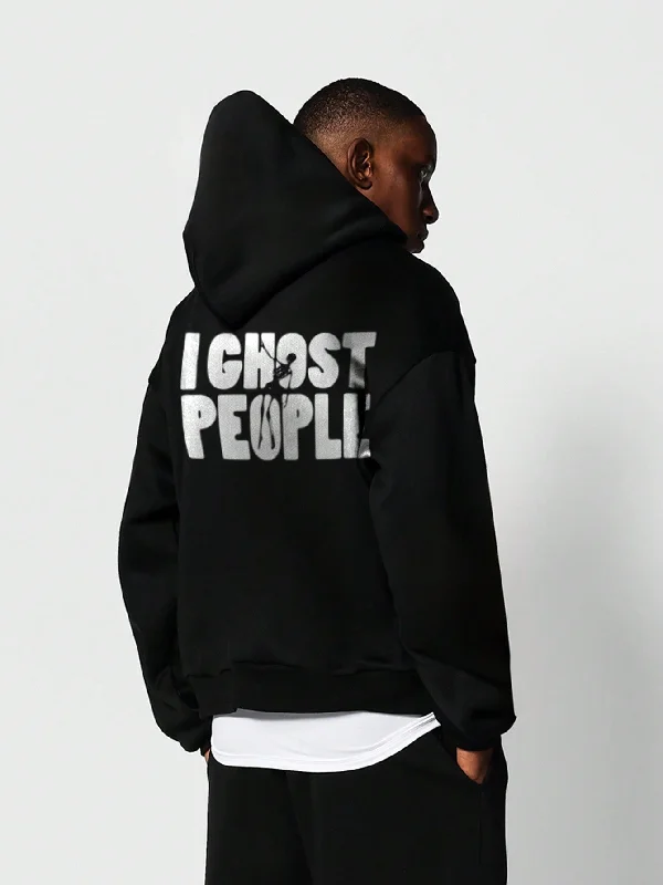 Make Your Weekend Count with Savings Overhead Hoodie With I Ghost People Graphic Print