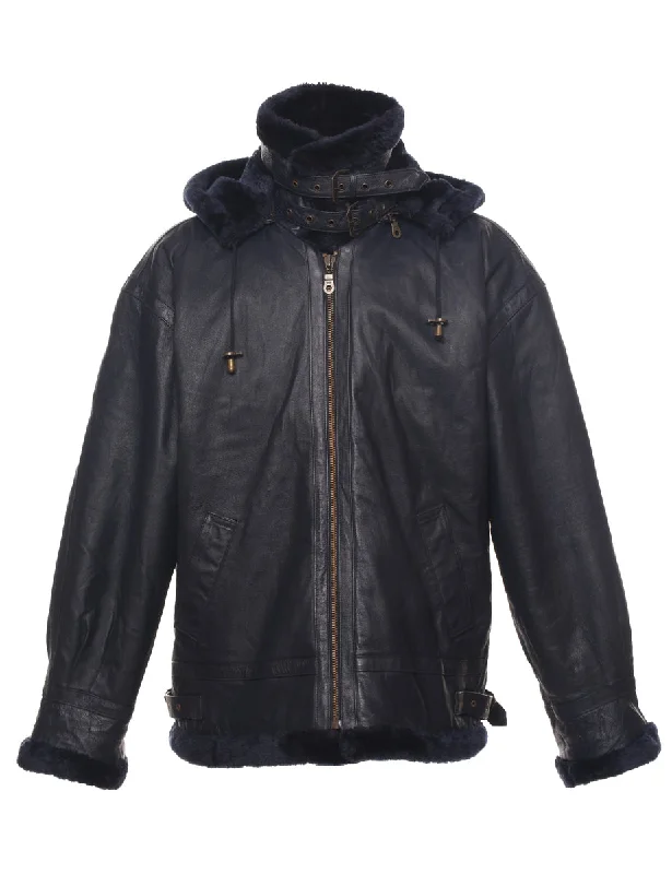 Daily Special Plum Shearling Leather Jacket - L