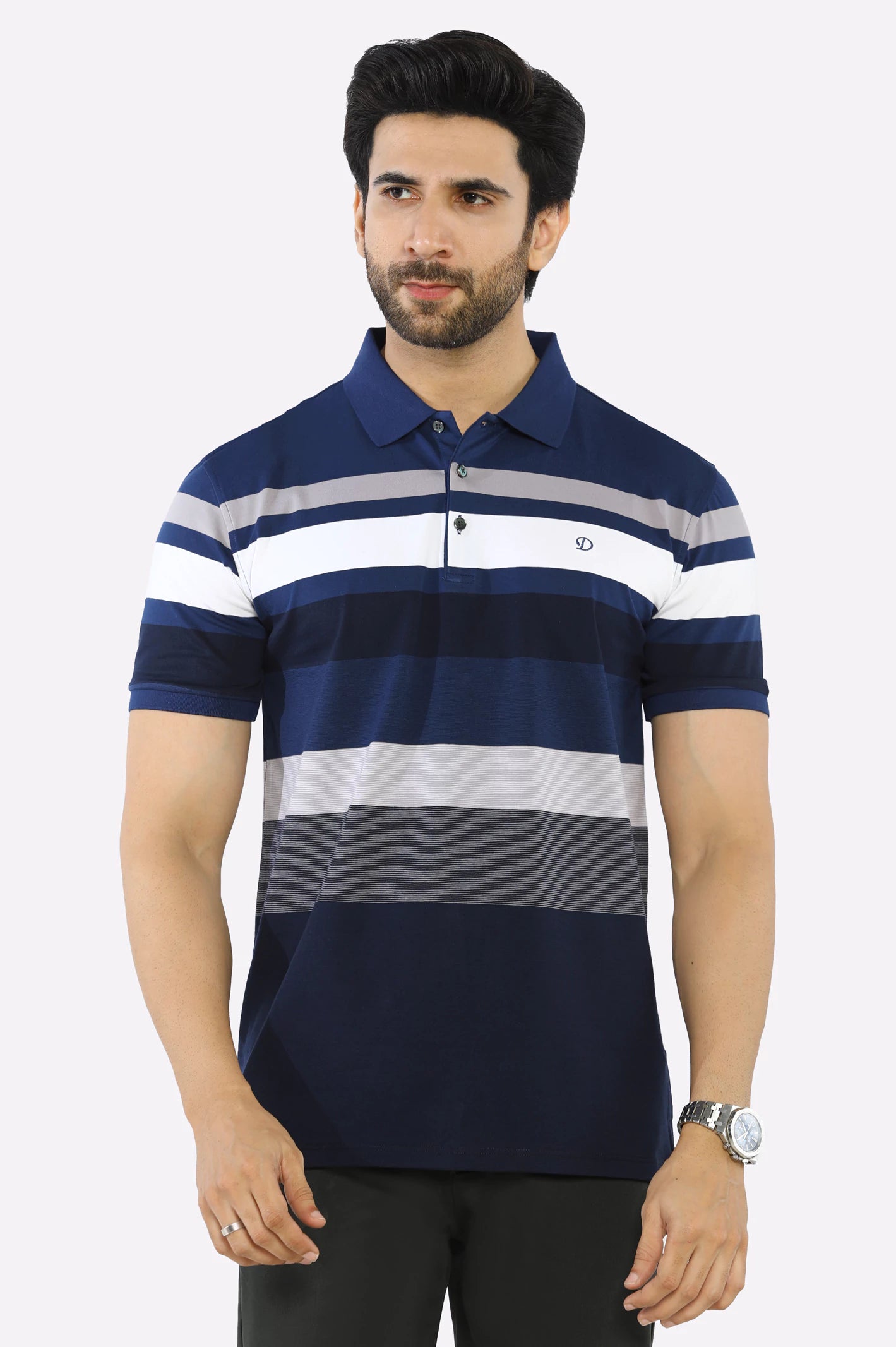 Blue Yarn Dyed Polo