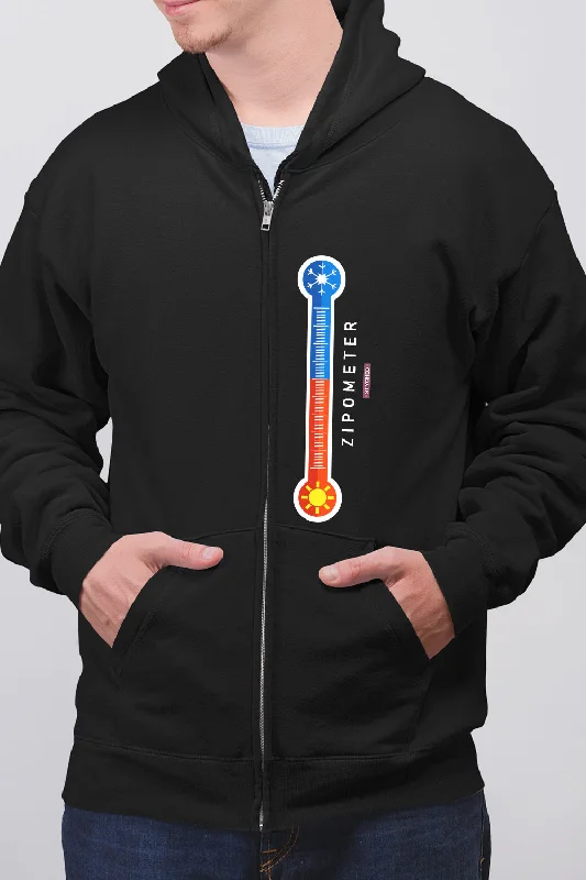 Pay Less Zipometer Hot to Cold Zip movement - Full Zip Premium Hoodies Black No Threads