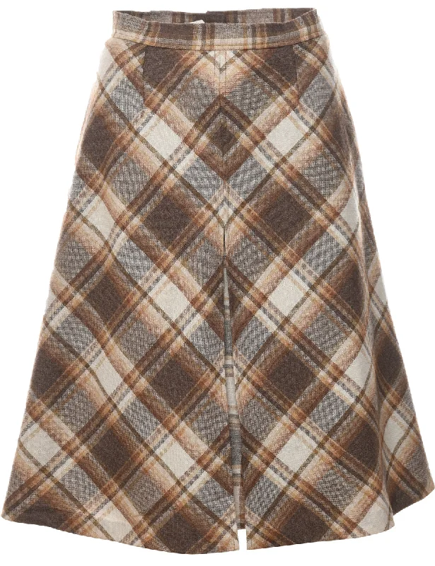 Weekend Deals That Dazzle Plaid Pattern Flared Skirt - S