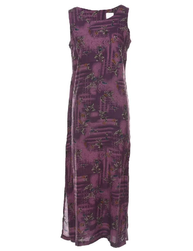 Bonus Offer Plum Floral Print Maxi Dress - M