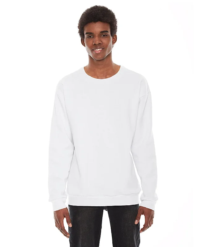 American Apparel Unisex Flex Fleece Drop Shoulder Pullover Crewneck | White