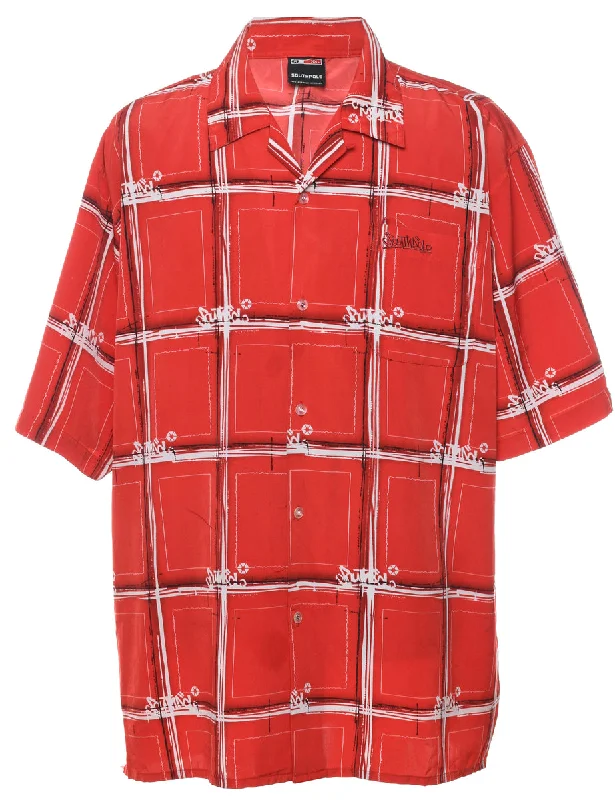 Act Fast Red & White Y2K South Pole Checked Shirt - XXL