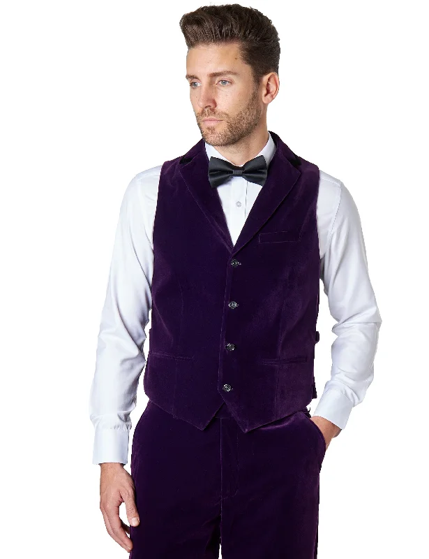 Weekend Deals That Spark RICKY Purple Velvet Collar Waistcoat