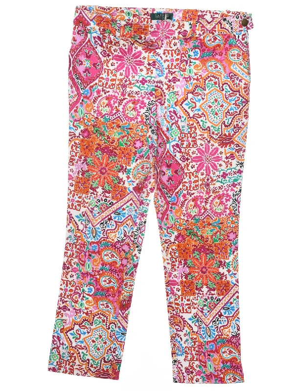 Today's Deal Ralph Lauren Floral Print Multi-Colour Trousers - W34 L27