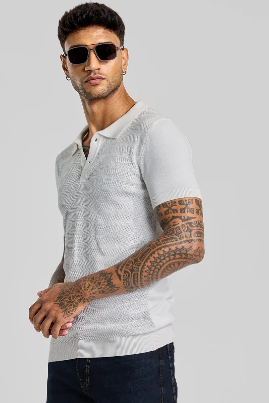 Lowest Price Off White Knitted Polo T-Shirt