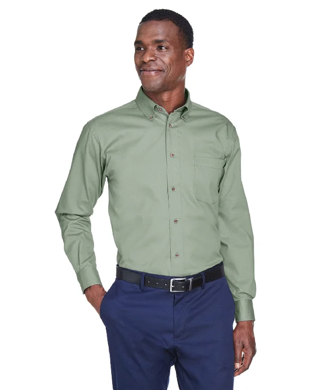 Harriton Long Sleeve Stain-Release Twill Shirt | Dill