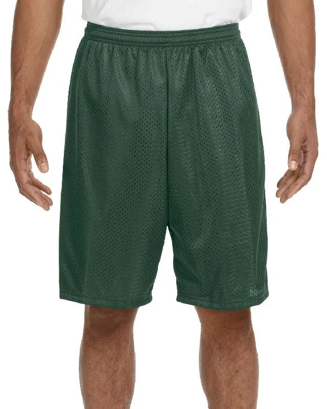 A4 Adult Nine Inch Inseam Mesh Shorts | Forest Green