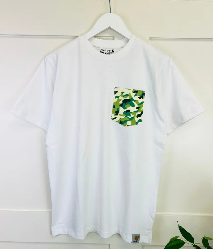 Weekend Deals That Impress White Camo Pocket Cotton T-Shirt