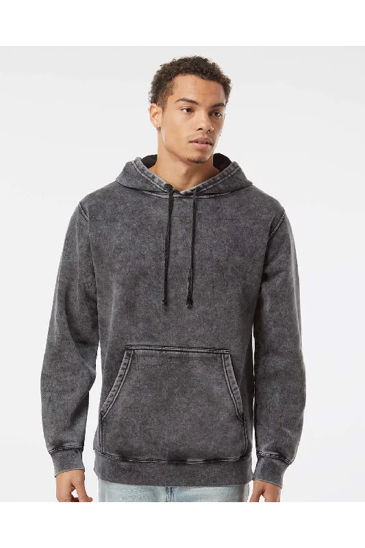 Weekend Savings Fiesta Independent Trading Co. Mens Mineral Wash Hooded Sweatshirt Hoodie w/ Pouch Pocket - Black