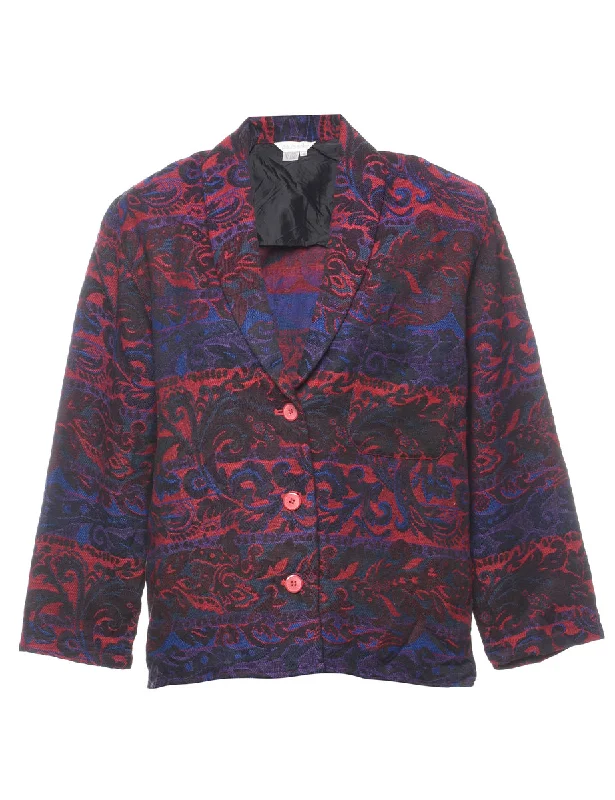 Weekend Offers You Can't Ignore Purple & Pink 1980s Patterned Blazer - L