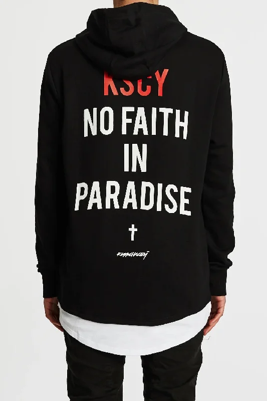 The Best Prices Kiss Chacey MENS FAITHLESS LAYERED HEM BASEBALL HOODED SWEATSHIRT - JET BLACK