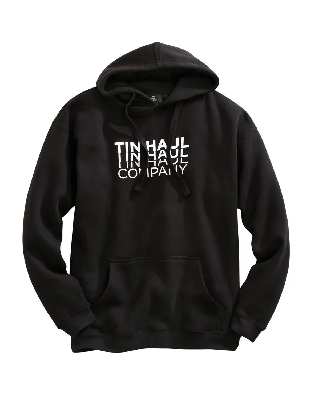 Can't Resist Tin Haul Mens Black 100% Cotton Faded Logo Hoodie
