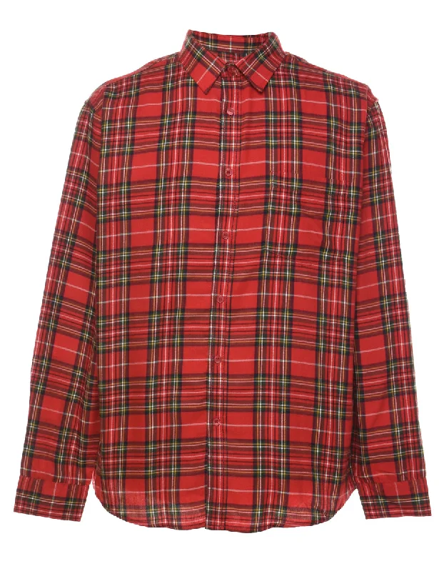 Weekend Discounts to Indulge In Red Classic Checked Shirt - L