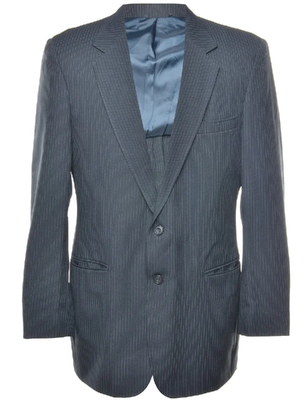 Weekend Savings Sensation Pinstriped Navy Blazer - L