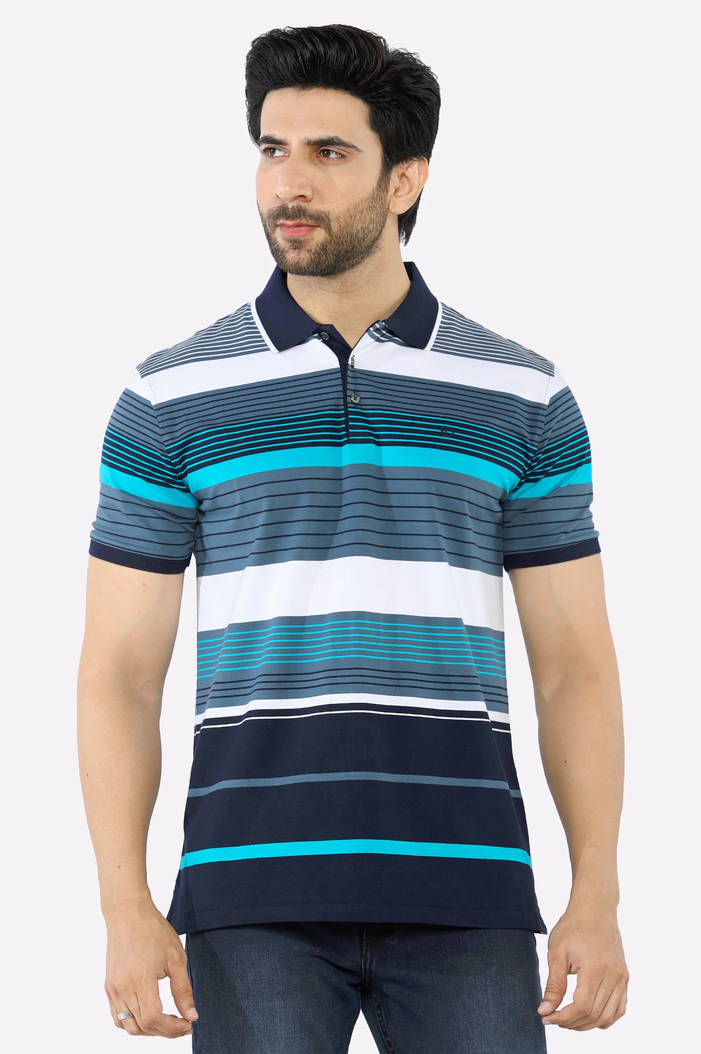 Turquoise Yarn Dyed Polo