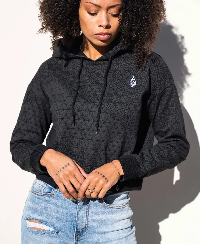 Weekend Steals Await Black Diamond Women's Crop Hoodie by Threyda
