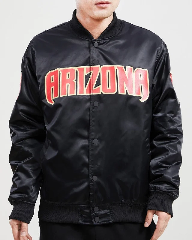 MLB ARIZONA DIAMONDBACKS TEAM BIG LOGO MEN'S SATIN JACKET (BLACK)