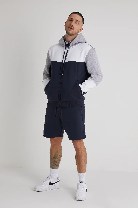 Price Drop Ward premium cut & sew zip fleece hoodie in Navy