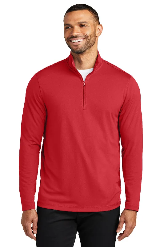 Daily Special Port Authority Mens Dry Zone Moisture Wicking Micro Mesh 1/4 Zip Sweatshirt - Rich Red