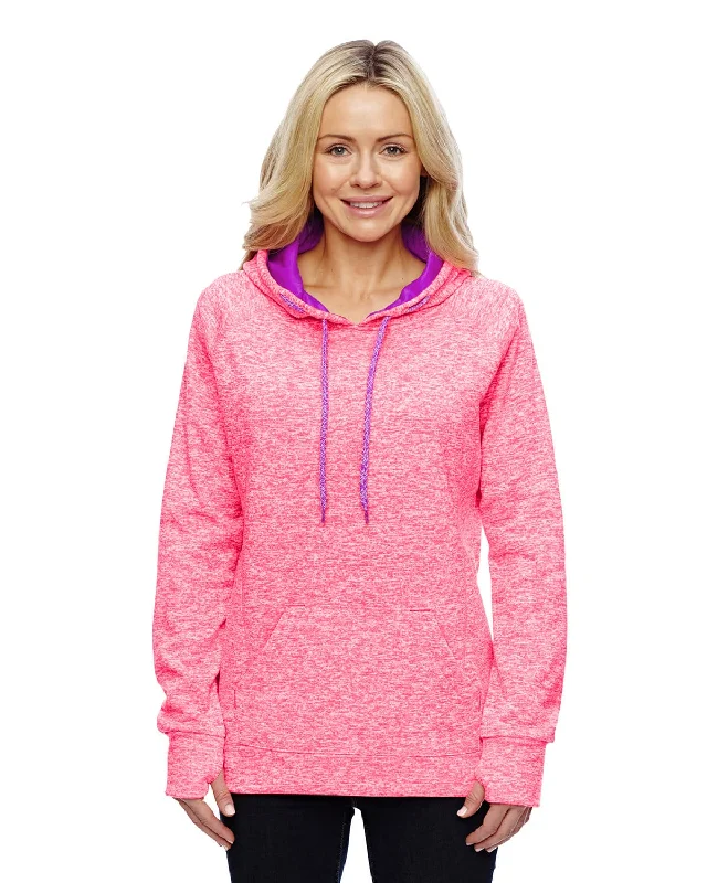 J America Ladies Cosmic Contrast Fleece Hood | Fre Crl Flk/ Mag