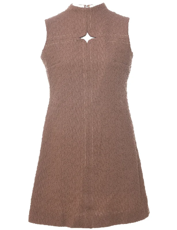 Sleeveless Brown Dress - M