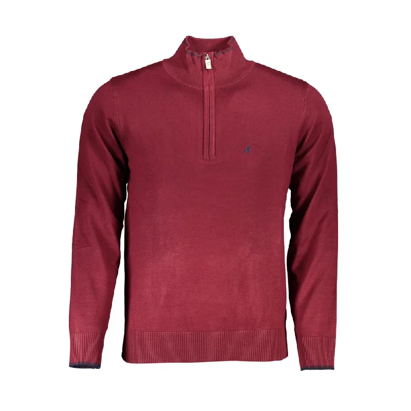 U.S. Grand Polo Elegant Half-Zip Sweater with Embroidery Men's Detail