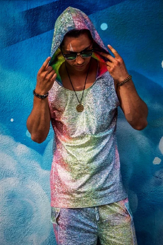 Take Advantage Men's Cosmic Hooded Holographic Tank (More colors and patterns!)