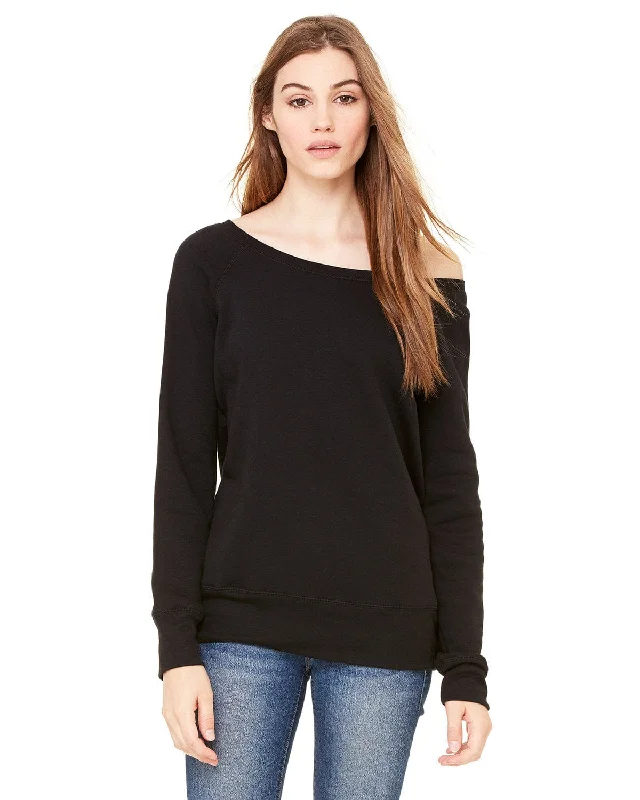 Midnight Madness Bella+Canvas Ladies Triblend Sponge Fleece Wide Neck Sweatshirt | Solid Blk Trblnd