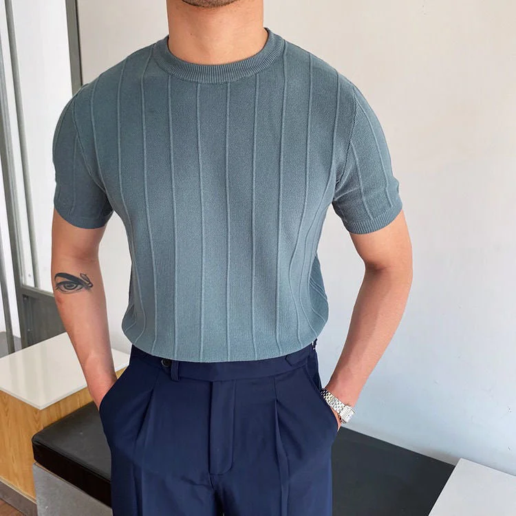 Extra Savings Pleated Stripes Classic Knit T-Shirt