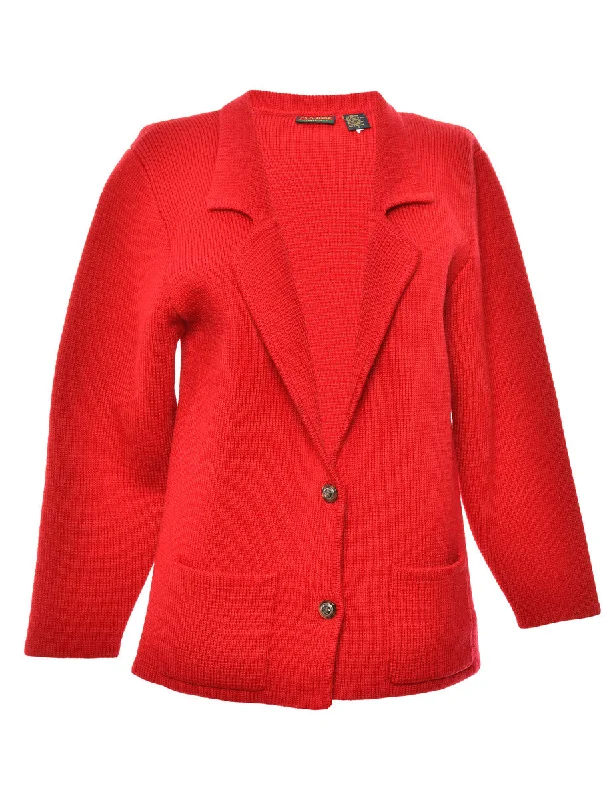 Weekend Savings Sensation Red Classic Knit Button-Front Cardigan - S