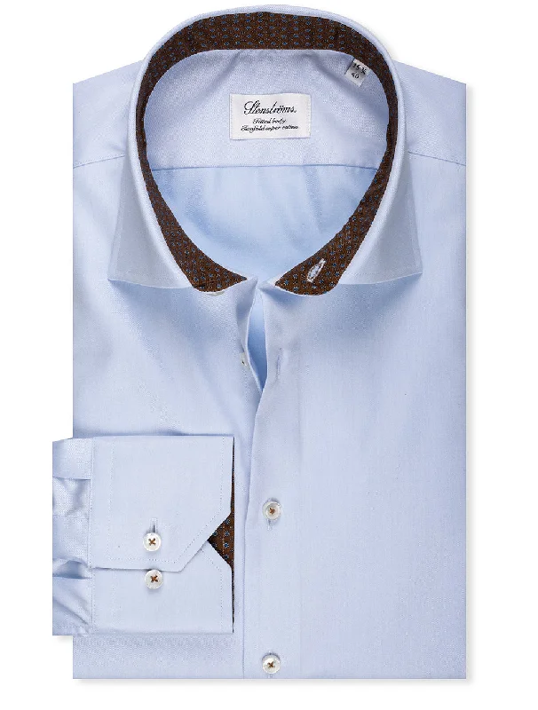 Unbeatable Deal Blue Contrast Twill Fitted Body Shirt