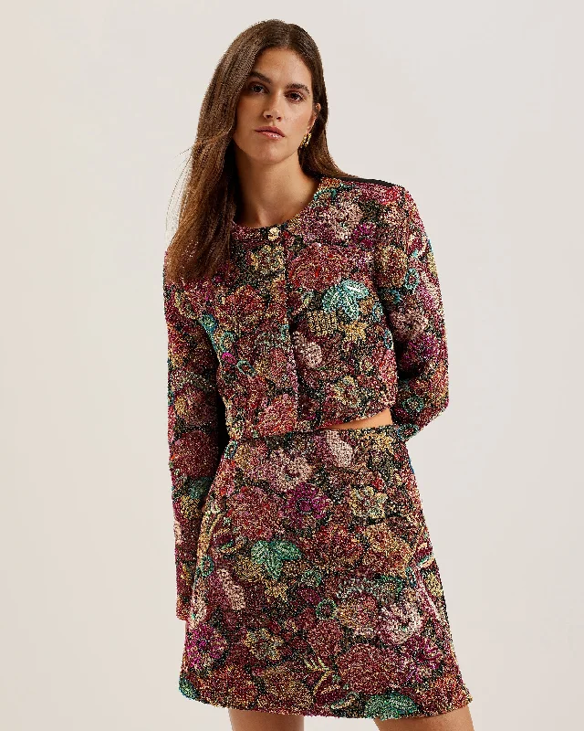 Weekend Specials to Celebrate Laylinn Embellished Jacquard Cropped Jacket Black