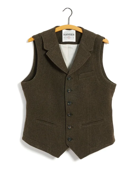 WILLIAM | Lapel Waistcoat | Brown Herringbone