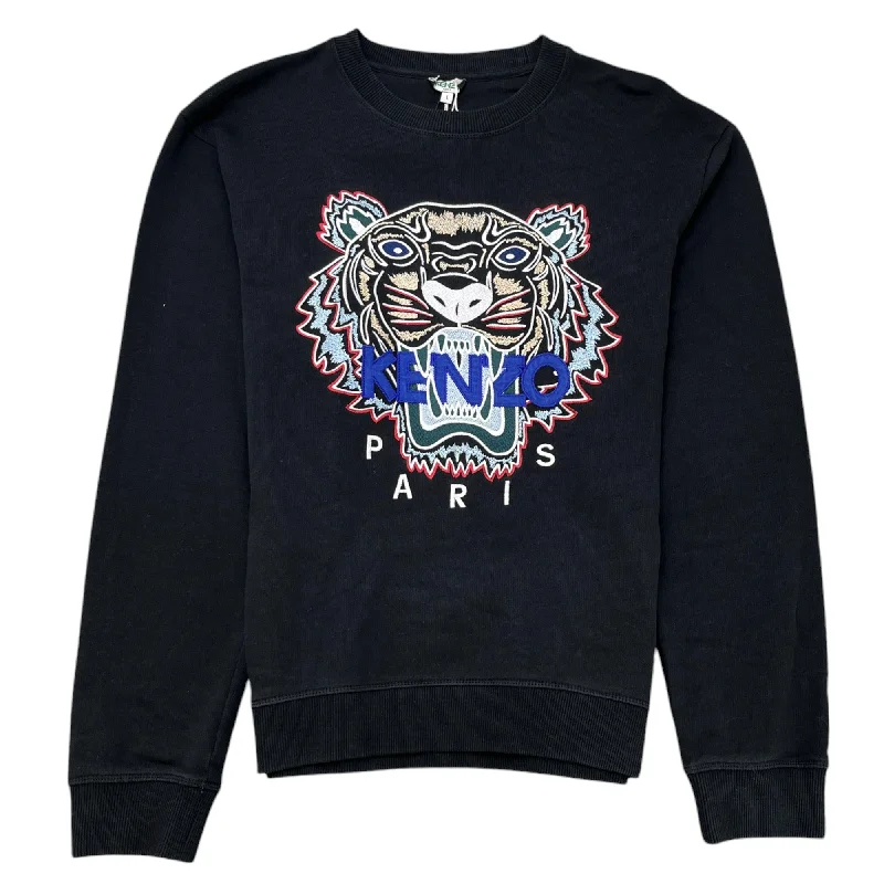 Weekend Bargains Await You Men's Embroidered Tiger Jumper Black Size L