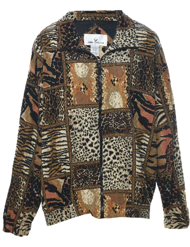 Silk Animal Print Jacket - L